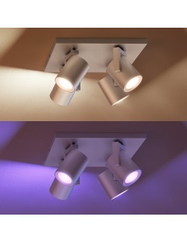 4 focos Inteligentes LED, aluminio, GU10, 5.7 W, Philips Hue Bluetooth Argenta, luz blanca y de colores Ref. 5062448P7