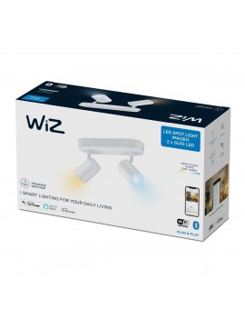 Foco inteligente Wifi y Bluetooth LED Regulable blanco 2x5W GU10, Imageo WiZ, luz blanca de cálida a fría Ref. 8719514551770