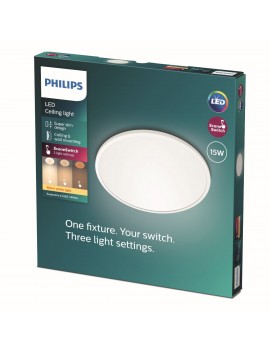 Plafón blanco extrafino Philips CL550 SS redondo 15W luz cálida 2700K REF. 68101200