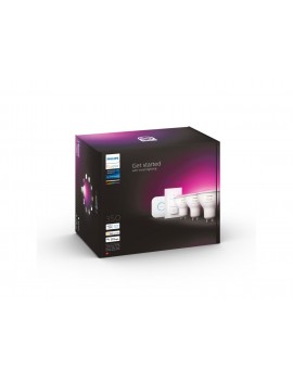 Pack de 3 bombillas LED inteligentes GU10 y puente de conexión Hue Bluetooth, luz blanca y color Ref. 8719514340107