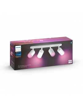 4 Focos inteligentes LED blancos, GU10, 5.7 W, Philips Hue Bluetooth Fugato, luz blanca y color