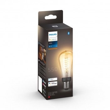 Bombilla inteligente LED E27, filamento ST64 Philips Hue Bluetooth, luz blanca cálida Ref. 8718699688868