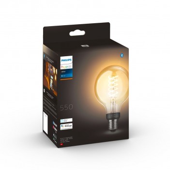 Bombilla inteligente LED E27, filamento globo Philips Hue Bluetooth, luz blanca cálida Ref. 8718699688882