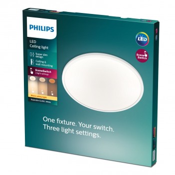 Plafón blanco extrafino Philips CL550 SS redondo 18W luz cálida 2700K REF. 68097800