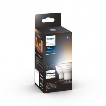 Pack 2 bombillas inteligentes LED GU10 Philips Hue Bluetooth, luz blanca cálida a fría Ref. 8719514340121